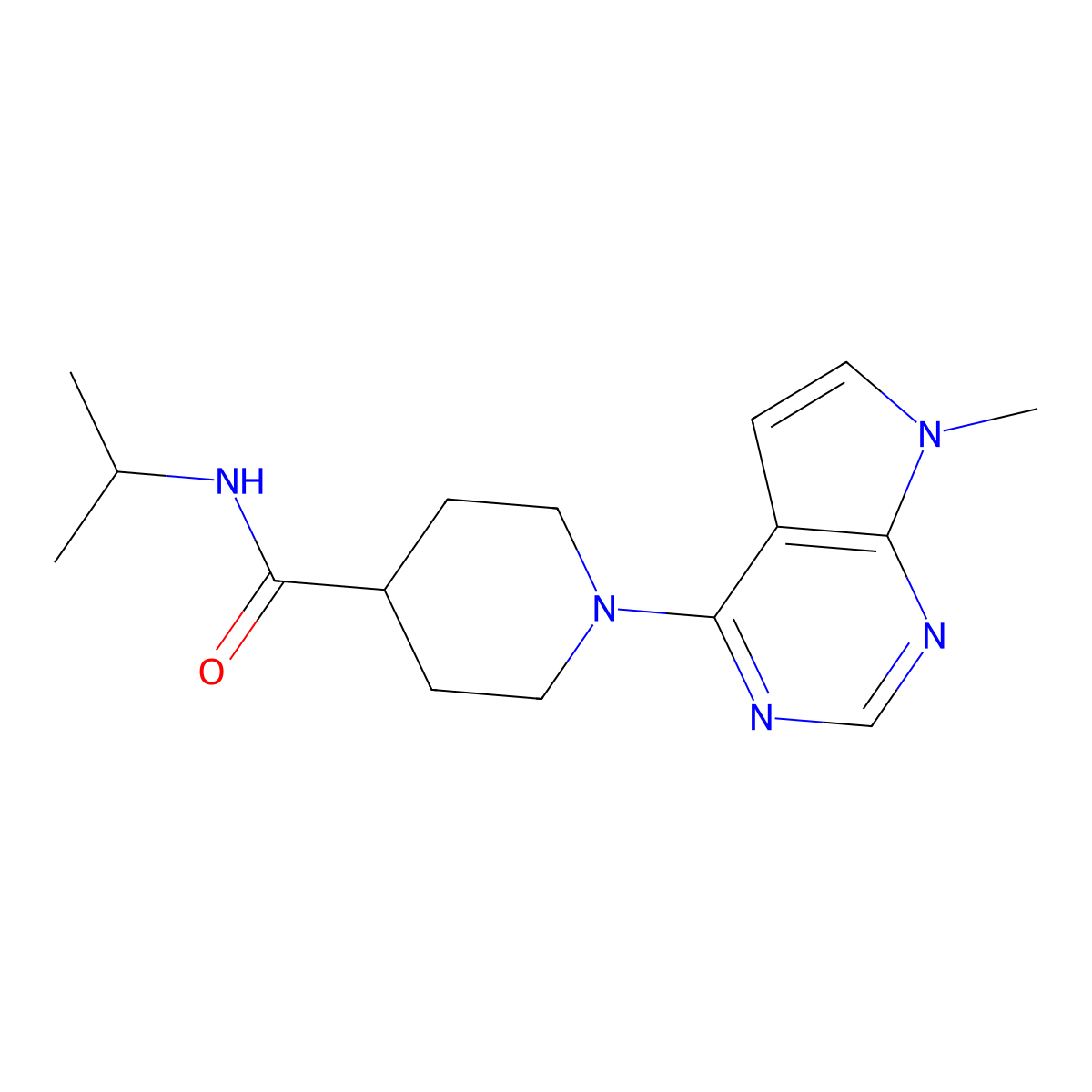 1-{7-methyl-7H-pyrrolo[2,3-d]pyrimidin-4-yl}-N-(propan-2-yl)piperidine-4-carboxamide molecular structure, CAS 3054407-85-8