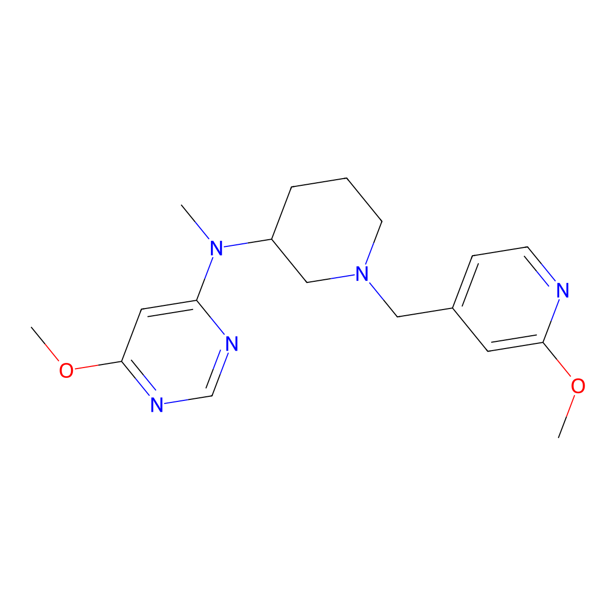 6-methoxy-N-{1-[(2-methoxypyridin-4-yl)methyl]piperidin-3-yl}-N-methylpyrimidin-4-amine molecular structure, CAS 3054407-87-0