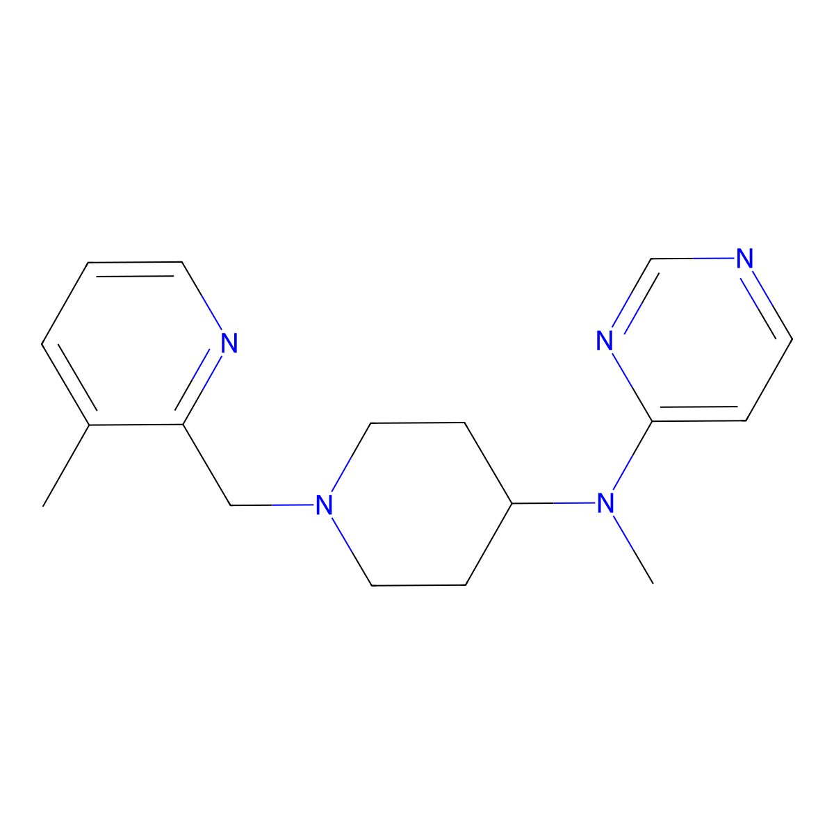 N-methyl-N-{1-[(3-methylpyridin-2-yl)methyl]piperidin-4-yl}pyrimidin-4-amine molecular structure, CAS 3054407-89-2