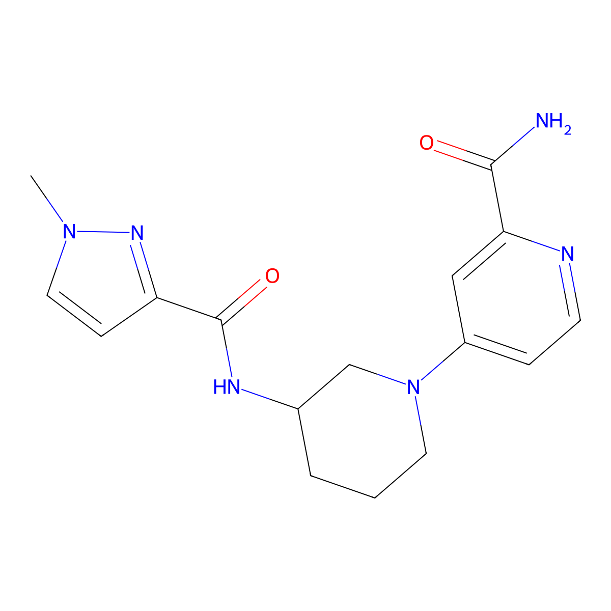 4-[3-(1-methyl-1H-pyrazole-3-amido)piperidin-1-yl]pyridine-2-carboxamide molecular structure, CAS 3054407-91-6