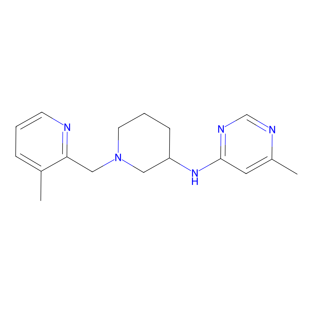 6-methyl-N-{1-[(3-methylpyridin-2-yl)methyl]piperidin-3-yl}pyrimidin-4-amine molecular structure, CAS 3054407-93-8