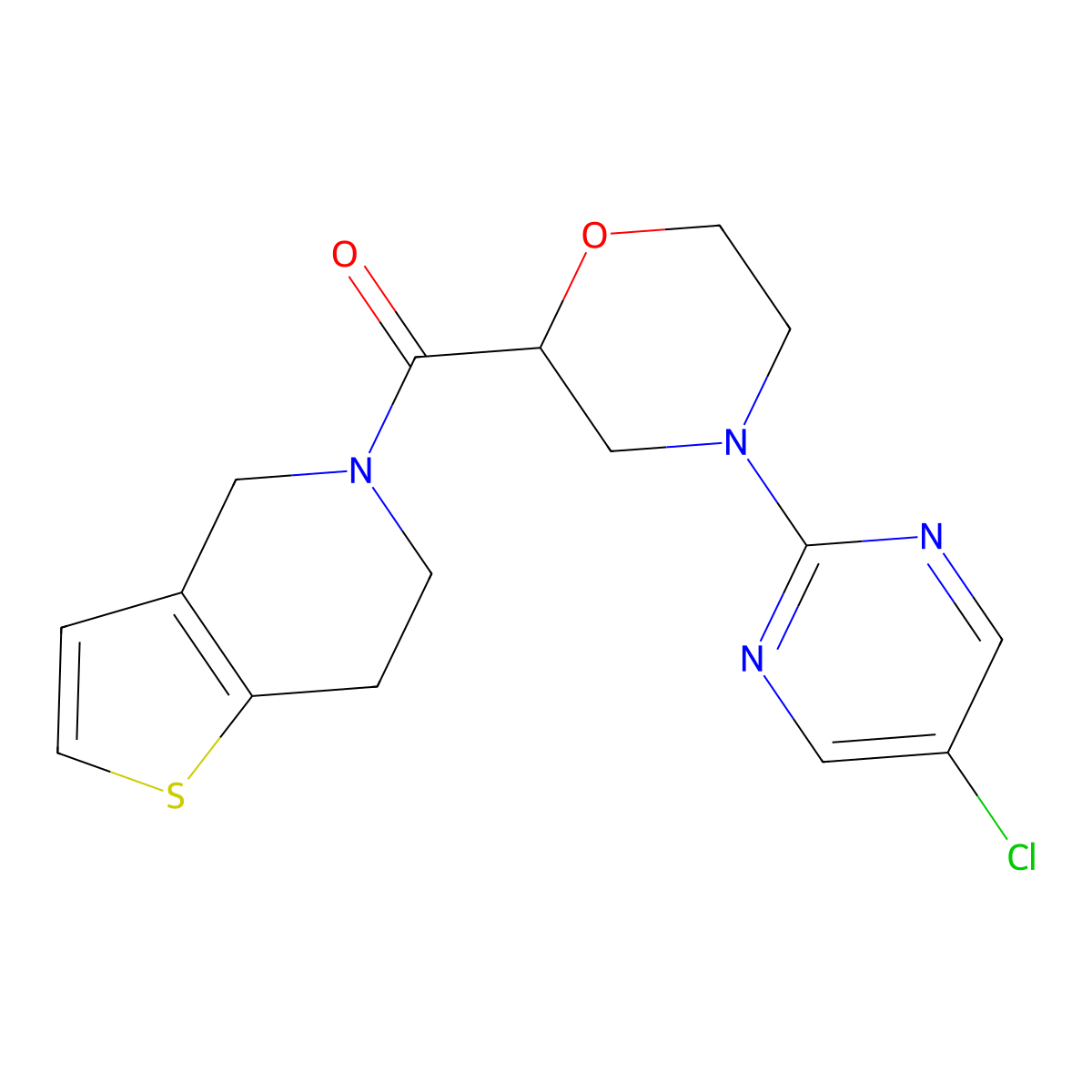 4-(5-chloropyrimidin-2-yl)-2-{4H,5H,6H,7H-thieno[3,2-c]pyridine-5-carbonyl}morpholine molecular structure, CAS 3054407-94-9