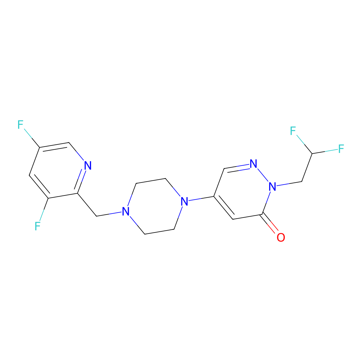 2-(2,2-Difluoroethyl)-5-{4-[(3,5-difluoropyridin-2-yl)methyl]piperazin-1-yl}-2,3-dihydropyridazin-3-one molecular structure, CAS 3054407-96-1