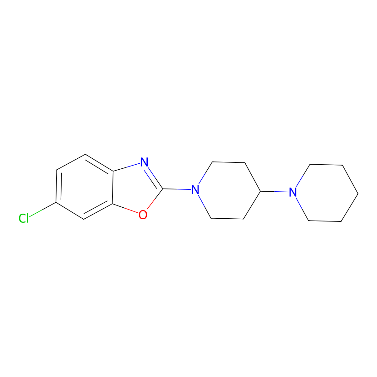 1-(6-Chloro-1,3-benzoxazol-2-yl)-1,4-bipiperidine molecular structure, CAS 3054408-11-3