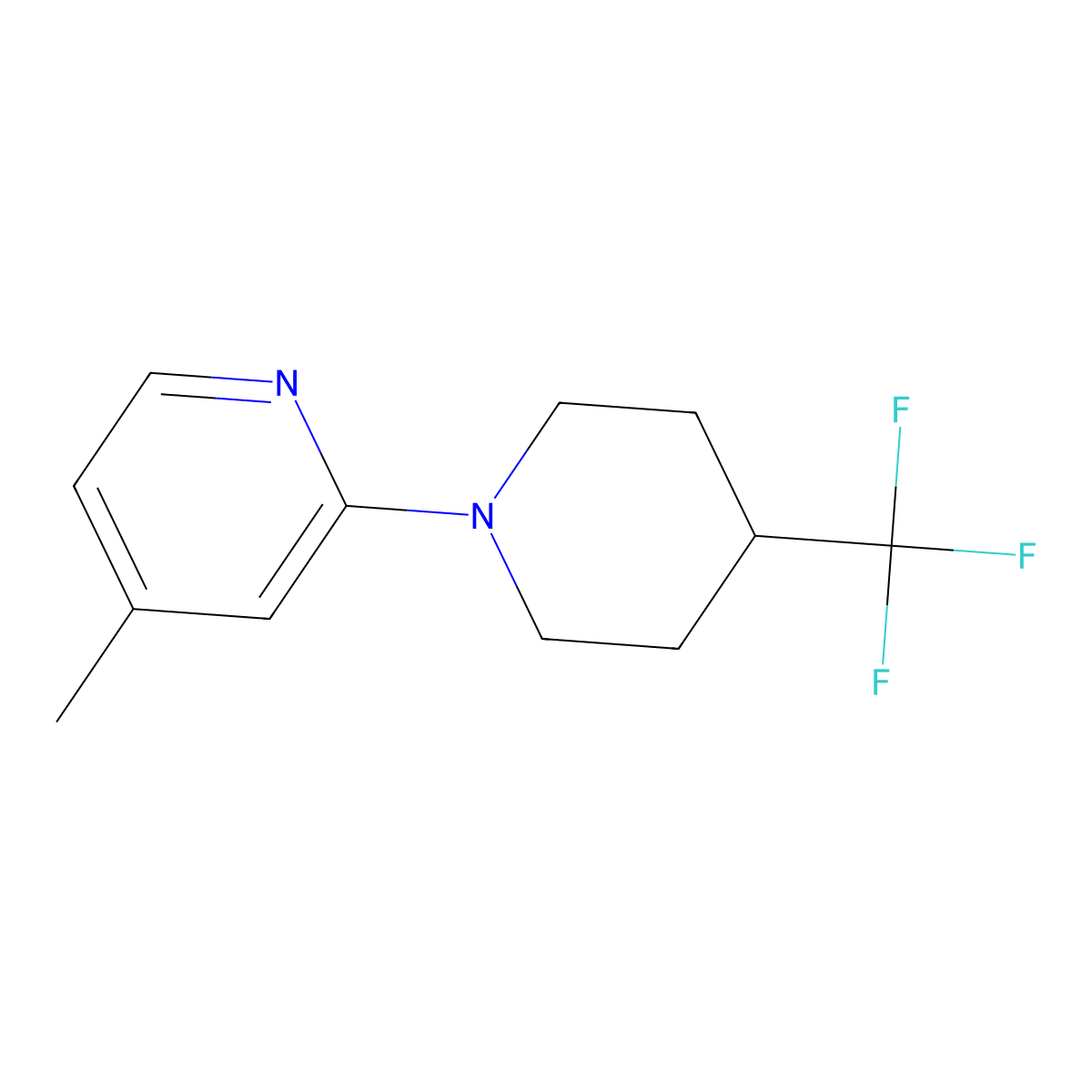 4-Methyl-2-[4-(trifluoromethyl)piperidin-1-yl]pyridine molecular structure, CAS 3054408-13-5