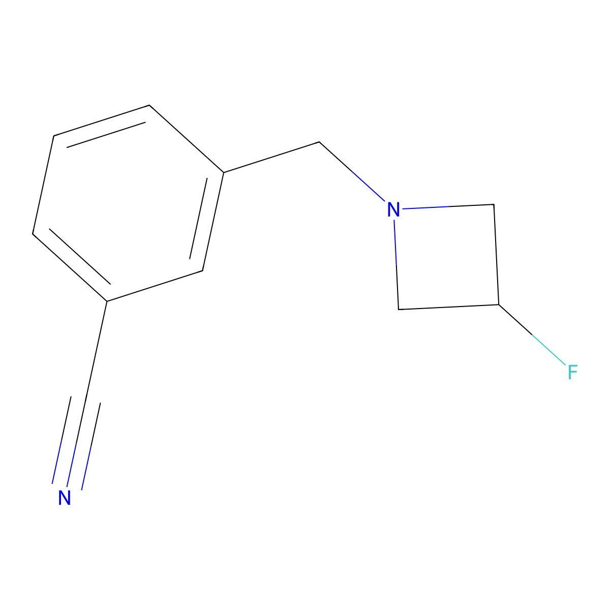 3-[(3-Fluoroazetidin-1-yl)methyl]benzonitrile molecular structure, CAS 3054408-14-6