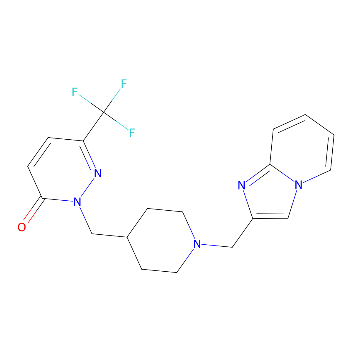 2-{[1-({Imidazo[1,2-a]pyridin-2-yl}methyl)piperidin-4-yl]methyl}-6-(trifluoromethyl)-2,3-dihydropyridazin-3-one molecular structure, CAS 3054408-15-7