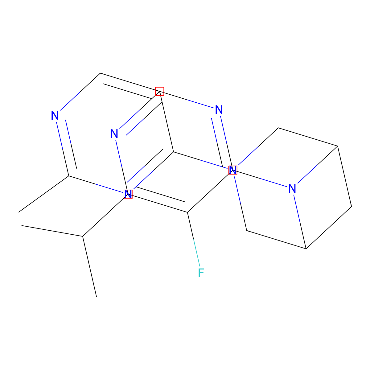 6-[5-Fluoro-6-(propan-2-yl)pyrimidin-4-yl]-3-(2-methylpyrimidin-4-yl)-3,6-diazabicyclo[3.1.1]heptane molecular structure, CAS 3054408-16-8
