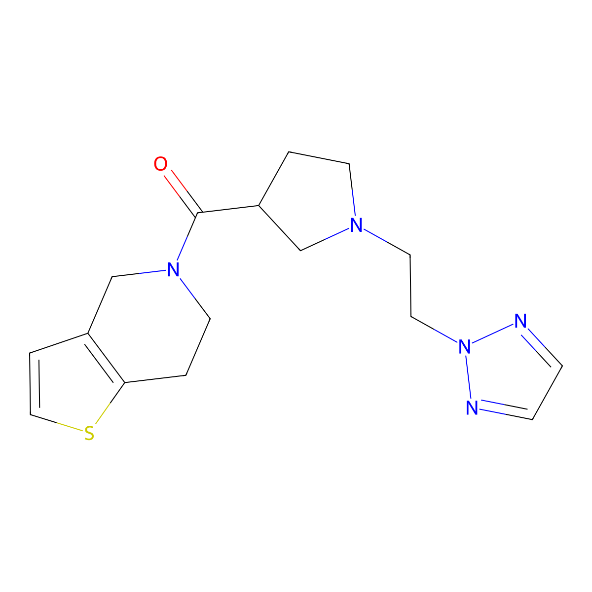 2-[2-(3-{4H,5H,6H,7H-thieno[3,2-c]pyridine-5-carbonyl}pyrrolidin-1-yl)ethyl]-2H-1,2,3-triazole molecular structure, CAS 3054408-24-8