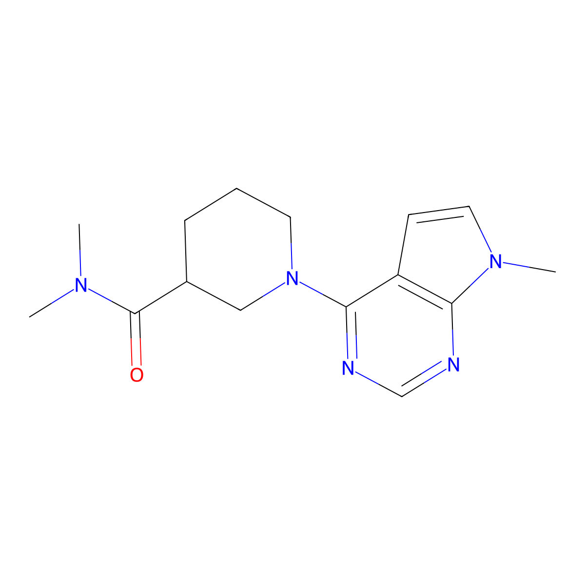 N,N-dimethyl-1-{7-methyl-7H-pyrrolo[2,3-d]pyrimidin-4-yl}piperidine-3-carboxamide molecular structure, CAS 3054408-25-9