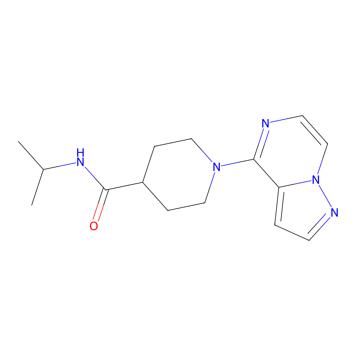 N-(propan-2-yl)-1-{pyrazolo[1,5-a]pyrazin-4-yl}piperidine-4-carboxamide molecular structure, CAS 3054408-26-0