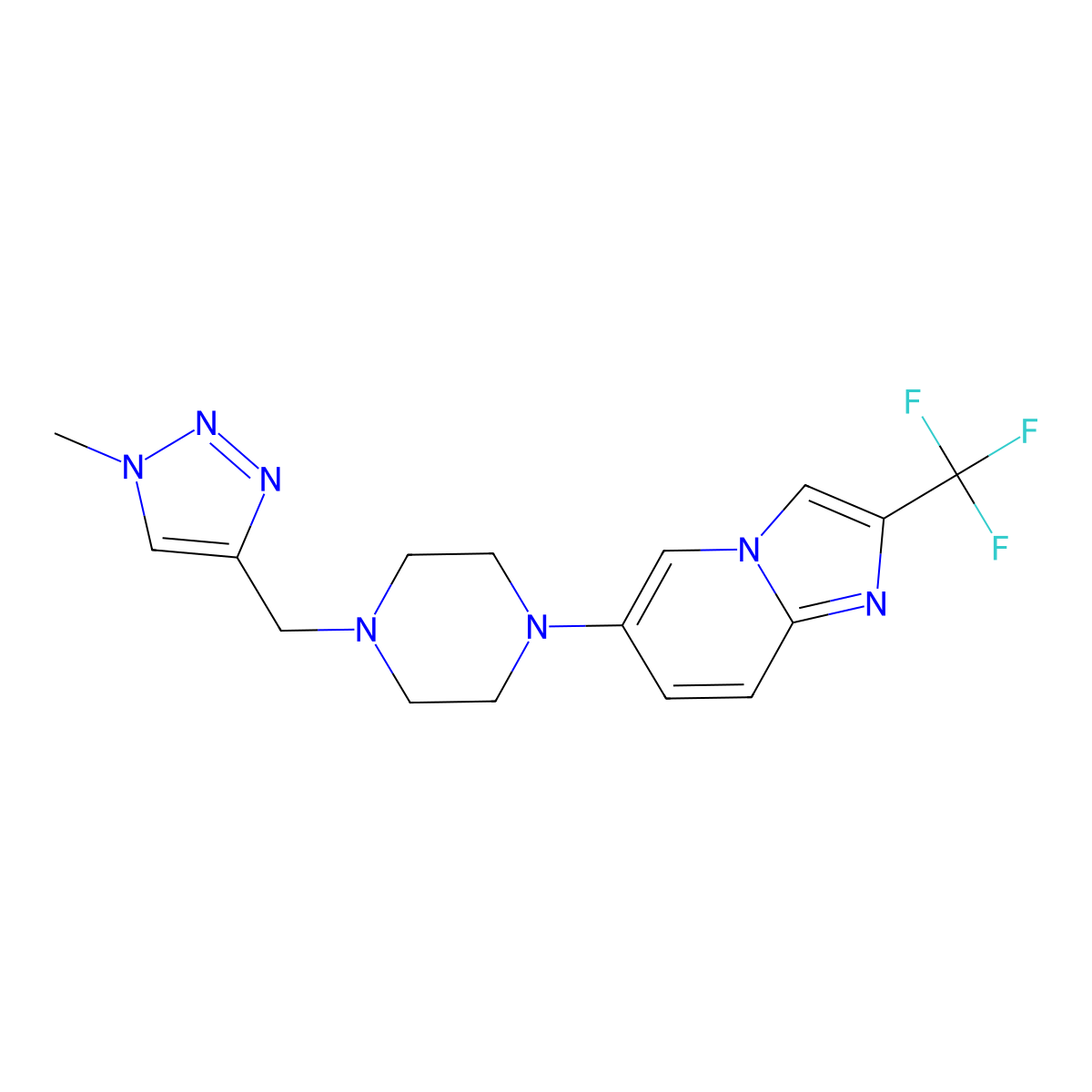 1-[(1-methyl-1H-1,2,3-triazol-4-yl)methyl]-4-[2-(trifluoromethyl)imidazo[1,2-a]pyridin-6-yl]piperazine molecular structure, CAS 3054408-37-3