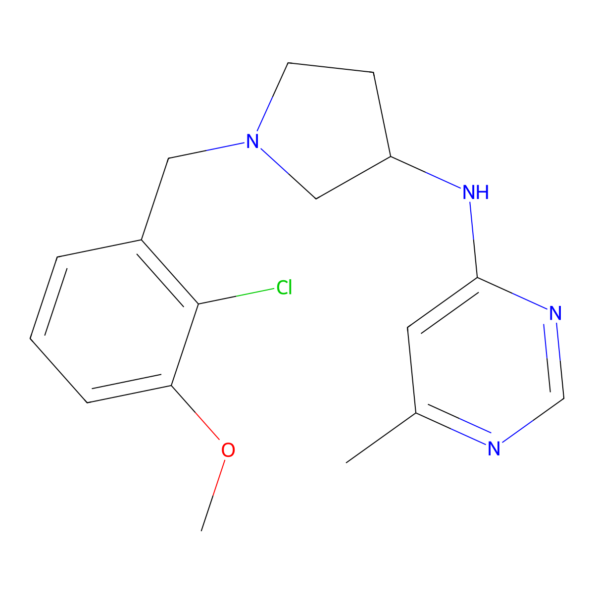 N-{1-[(2-chloro-3-methoxyphenyl)methyl]pyrrolidin-3-yl}-6-methylpyrimidin-4-amine molecular structure, CAS 3054408-41-9