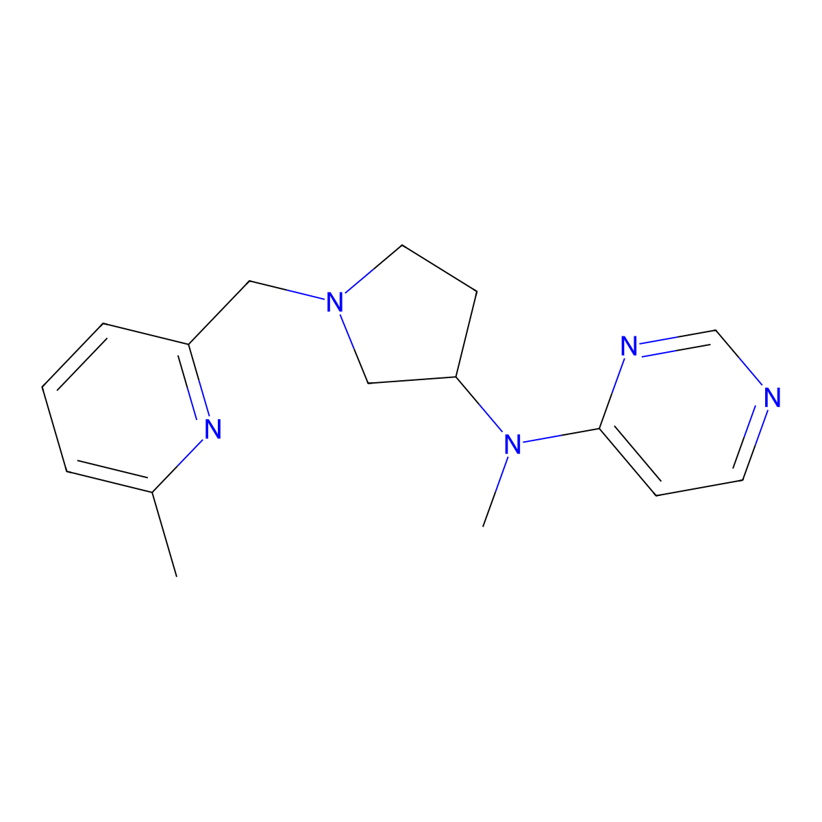 N-methyl-N-{1-[(6-methylpyridin-2-yl)methyl]pyrrolidin-3-yl}pyrimidin-4-amine molecular structure, CAS 3054408-42-0
