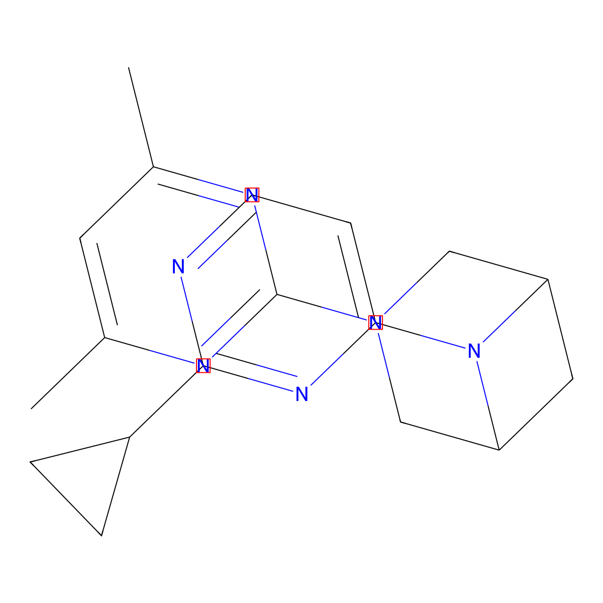 6-(2-Cyclopropylpyrimidin-4-yl)-3-(4,6-dimethylpyrimidin-2-yl)-3,6-diazabicyclo[3.1.1]heptane molecular structure, CAS 3054408-45-3