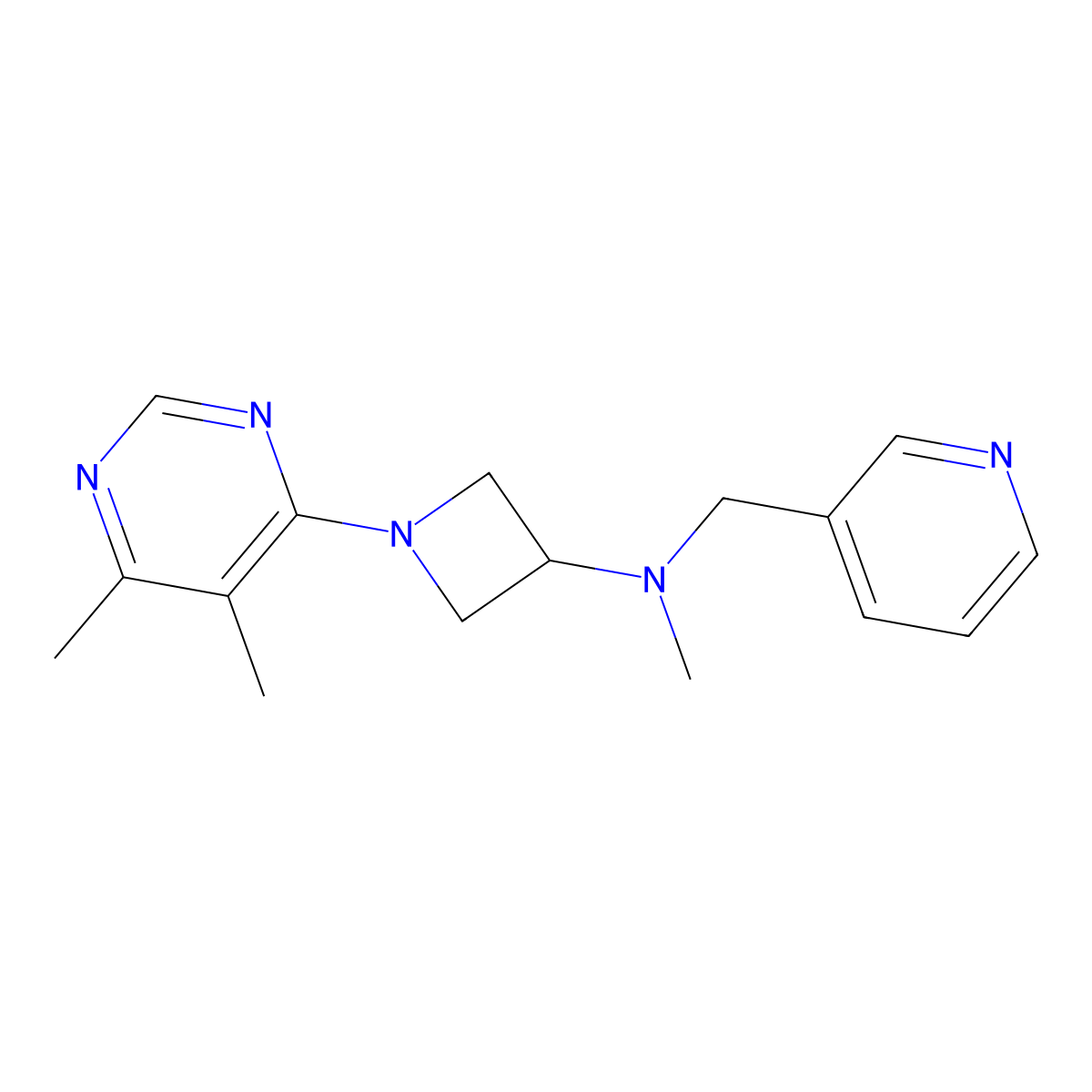 1-(5,6-dimethylpyrimidin-4-yl)-N-methyl-N-[(pyridin-3-yl)methyl]azetidin-3-amine molecular structure, CAS 3054408-47-5