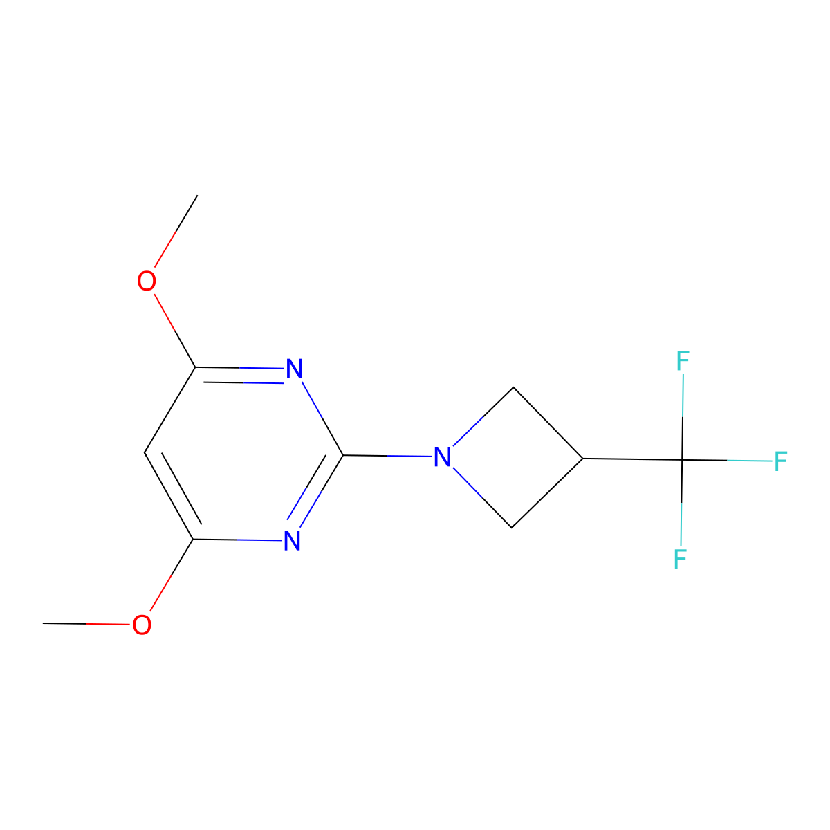 4,6-Dimethoxy-2-[3-(trifluoromethyl)azetidin-1-yl]pyrimidine molecular structure, CAS 3054408-48-6