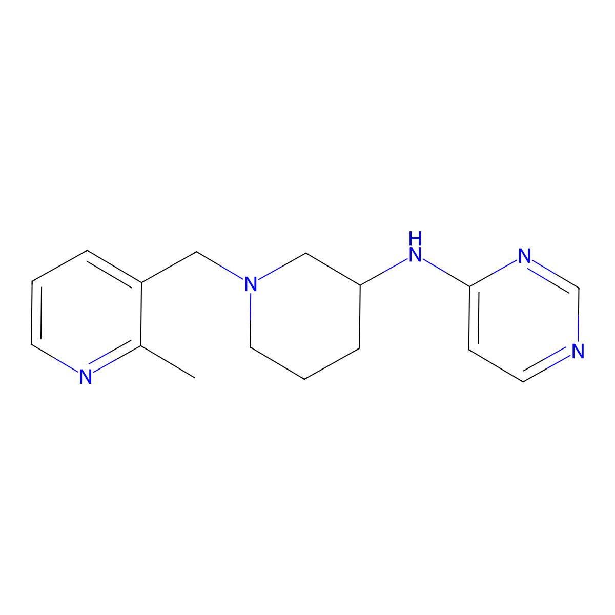 N-[1-[(2-methyl-3-pyridinyl)methyl]piperidin-3-yl]pyrimidin-4-amine molecular structure, CAS 3054408-50-0
