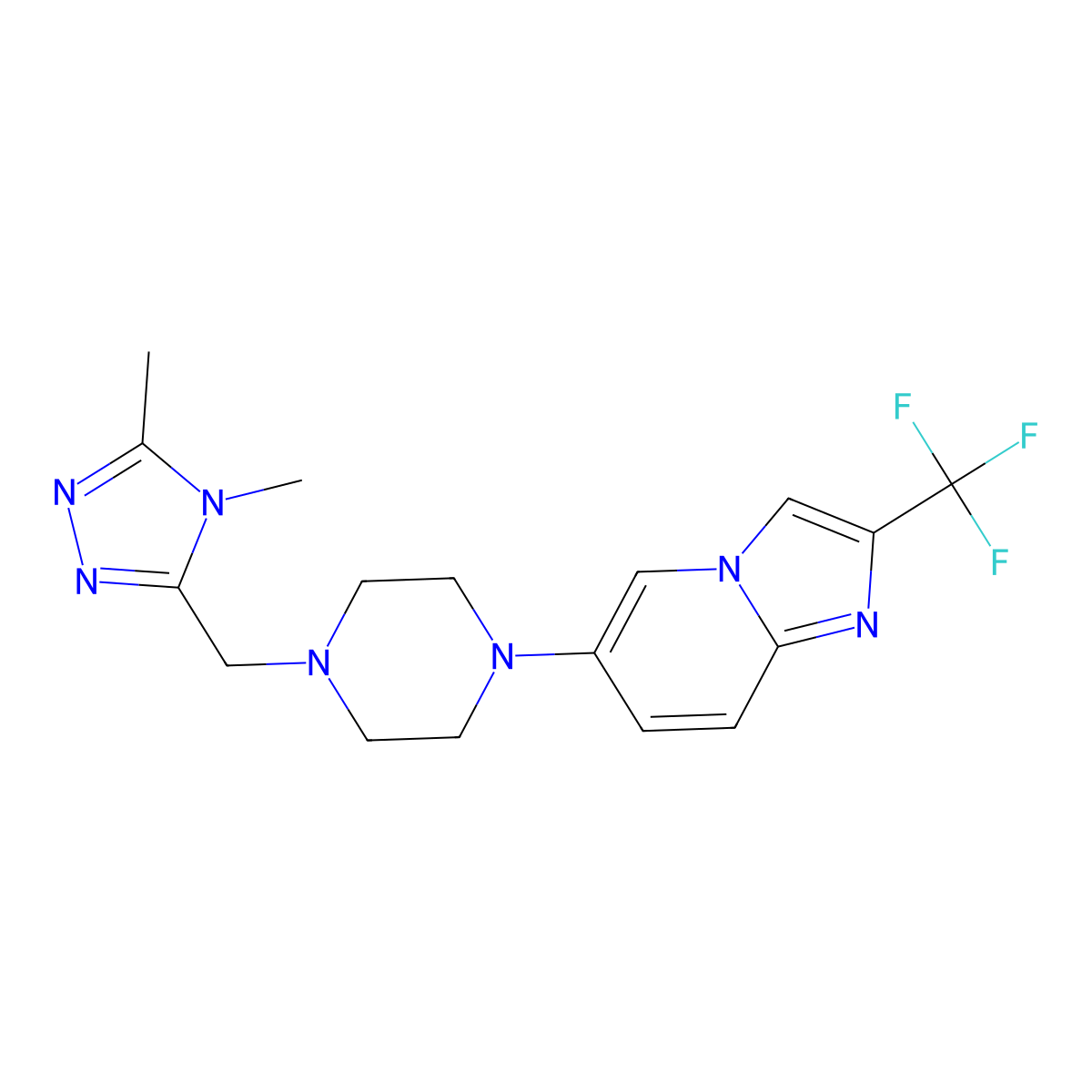 1-[(4,5-dimethyl-4H-1,2,4-triazol-3-yl)methyl]-4-[2-(trifluoromethyl)imidazo[1,2-a]pyridin-6-yl]piperazine molecular structure, CAS 3054408-53-3