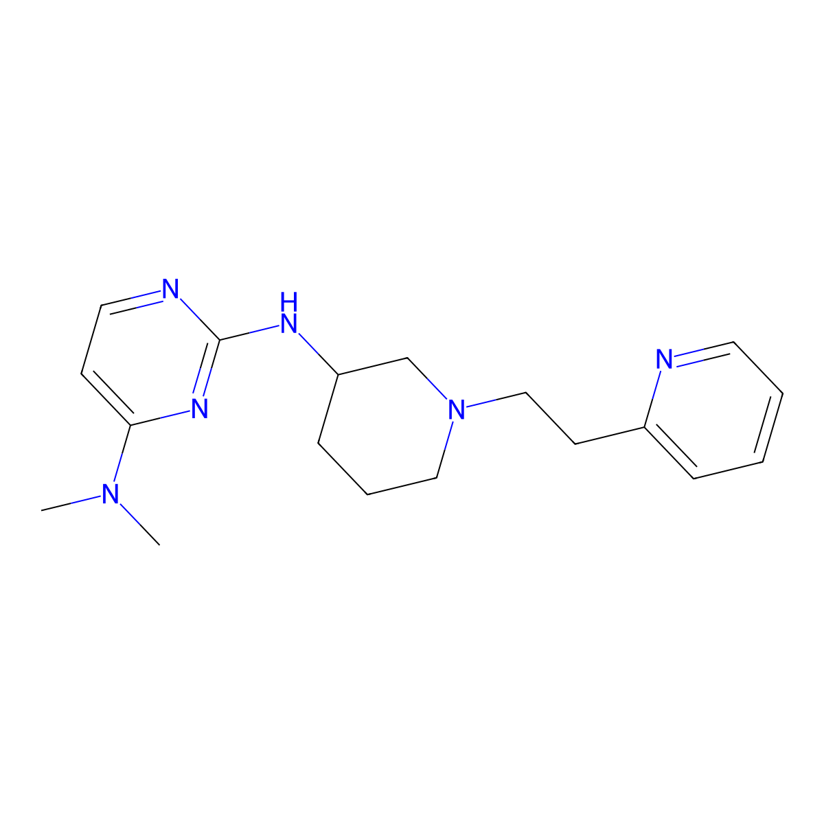 N4,N4-dimethyl-N2-{1-[2-(pyridin-2-yl)ethyl]piperidin-3-yl}pyrimidine-2,4-diamine molecular structure, CAS 3054408-54-4