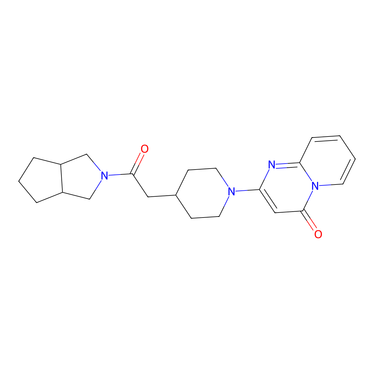 2-[4-(2-{octahydrocyclopenta[c]pyrrol-2-yl}-2-oxoethyl)piperidin-1-yl]-4H-pyrido[1,2-a]pyrimidin-4-one molecular structure, CAS 3054408-58-8