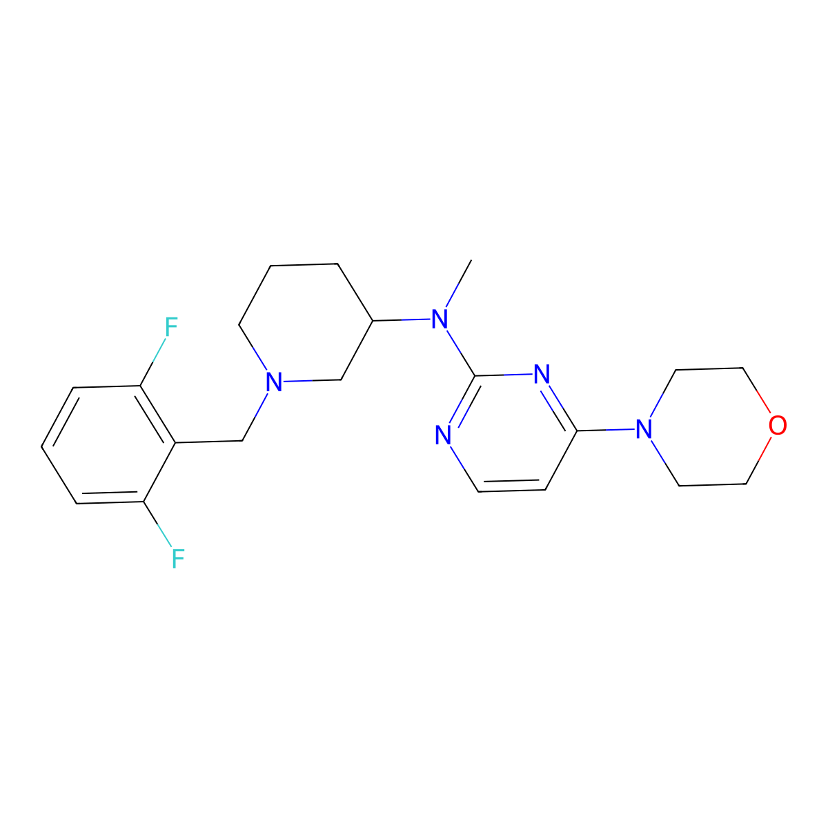 N-{1-[(2,6-difluorophenyl)methyl]piperidin-3-yl}-N-methyl-4-(morpholin-4-yl)pyrimidin-2-amine molecular structure, CAS 3054408-59-9