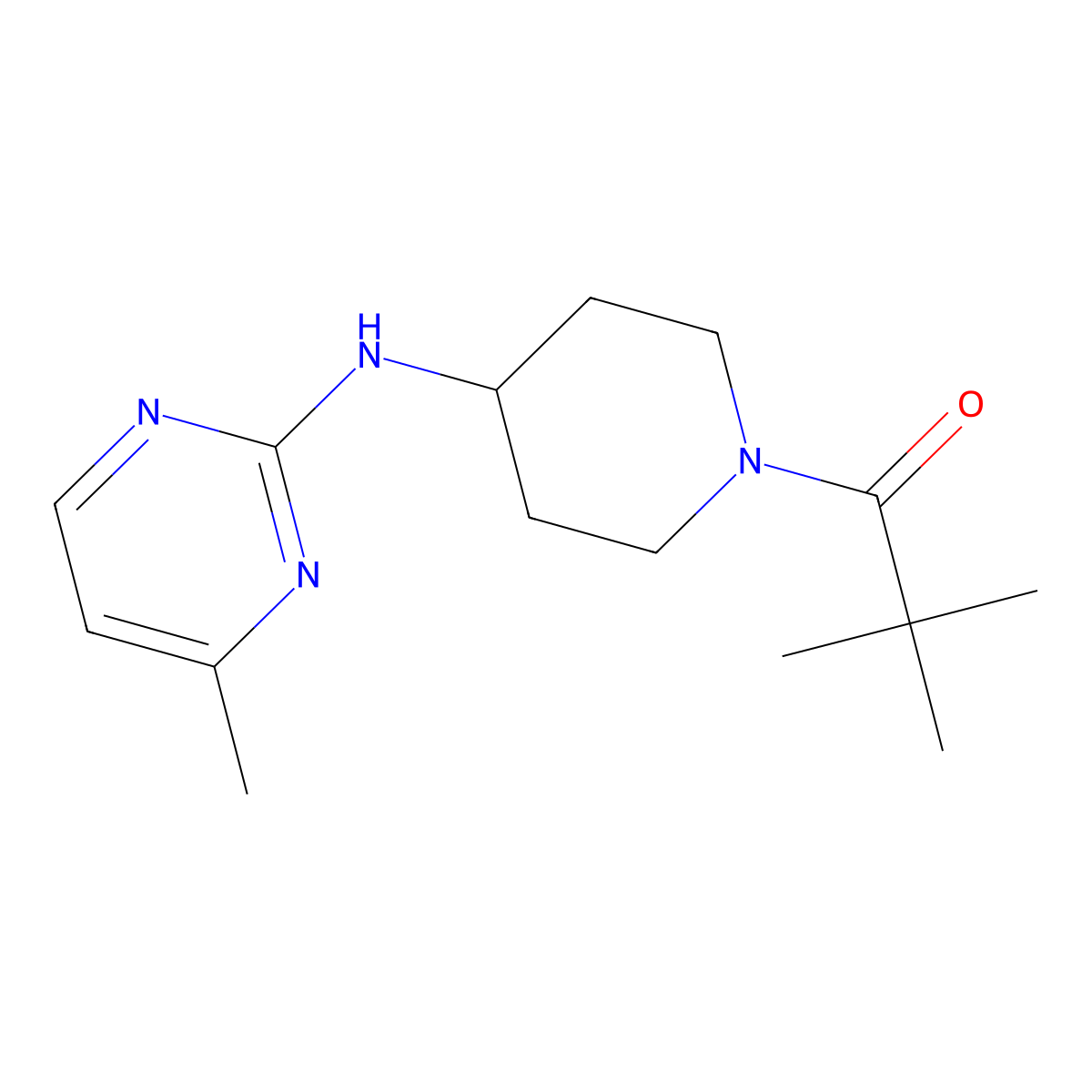 2,2-Dimethyl-1-{4-[(4-methylpyrimidin-2-yl)amino]piperidin-1-yl}propan-1-one molecular structure, CAS 3054408-61-3