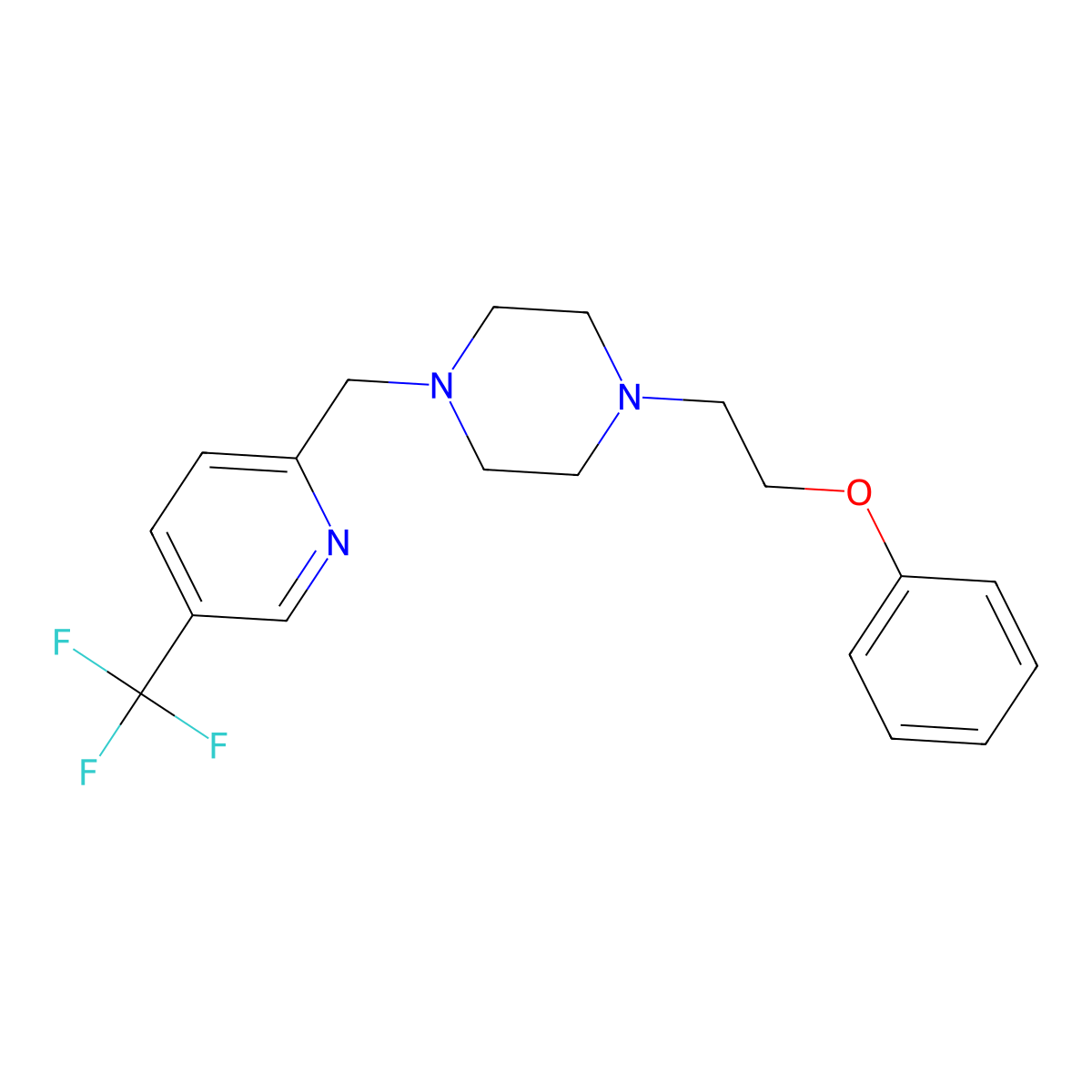 1-(2-Phenoxyethyl)-4-{[5-(trifluoromethyl)pyridin-2-yl]methyl}piperazine molecular structure, CAS 3054408-65-7