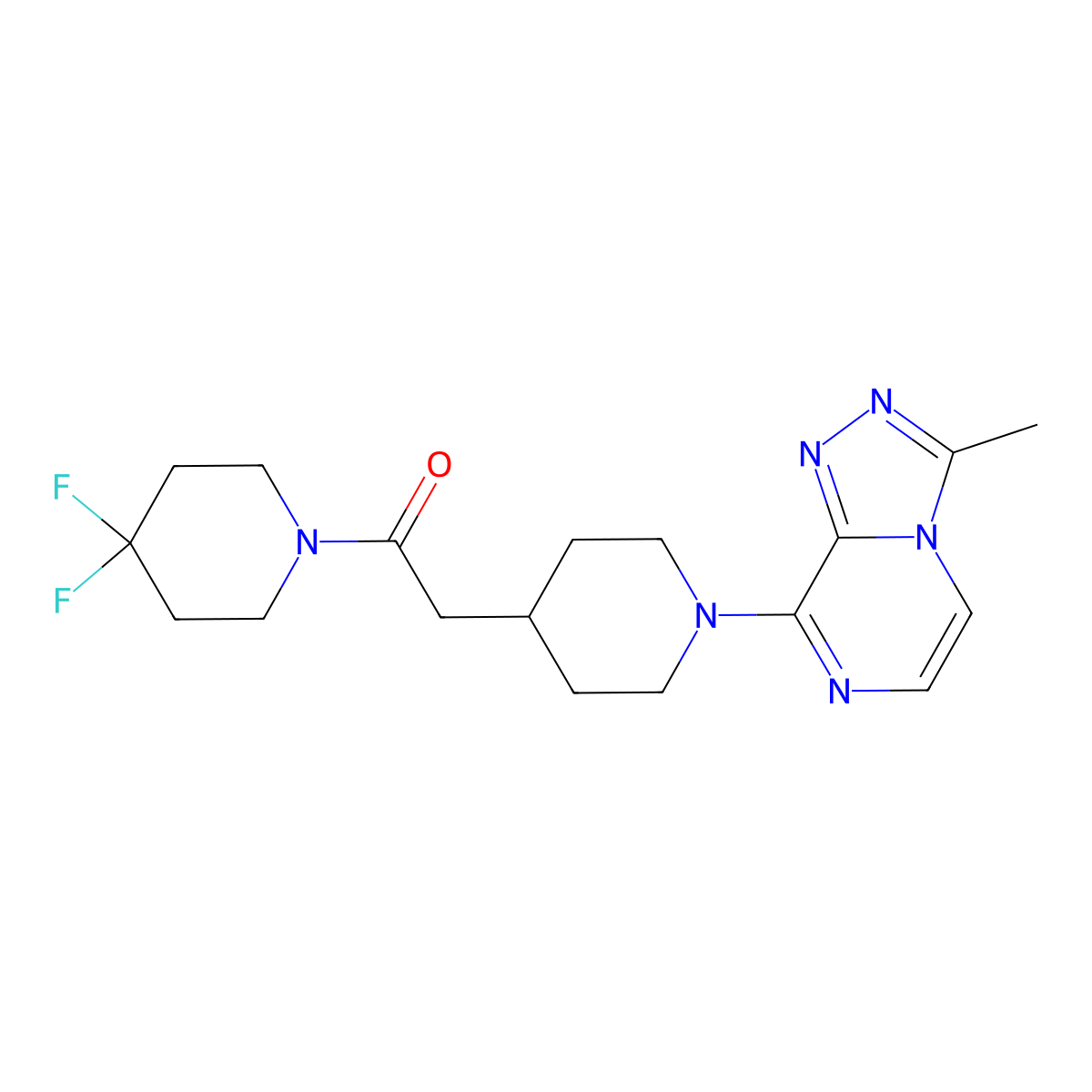 1-(4,4-Difluoropiperidin-1-yl)-2-(1-{3-methyl-[1,2,4]triazolo[4,3-a]pyrazin-8-yl}piperidin-4-yl)ethan-1-one molecular structure, CAS 3054408-67-9