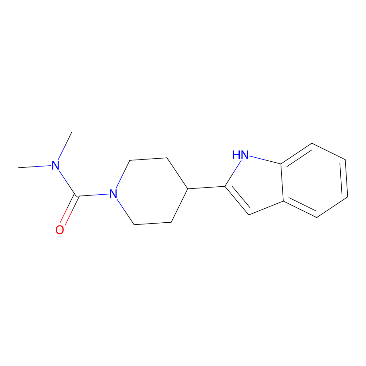 4-(1H-indol-2-yl)-N,N-dimethylpiperidine-1-carboxamide molecular structure, CAS 3054408-69-1