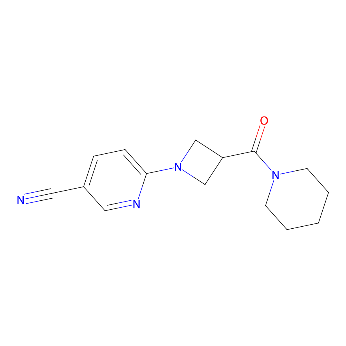 6-[3-(Piperidine-1-carbonyl)azetidin-1-yl]pyridine-3-carbonitrile molecular structure, CAS 3054408-72-6