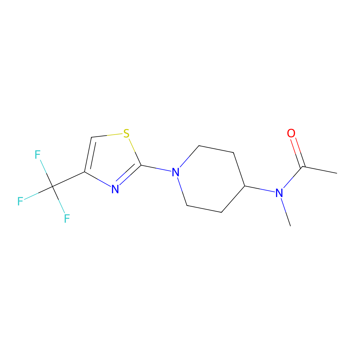 N-methyl-N-{1-[4-(trifluoromethyl)-1,3-thiazol-2-yl]piperidin-4-yl}acetamide molecular structure, CAS 3054408-73-7
