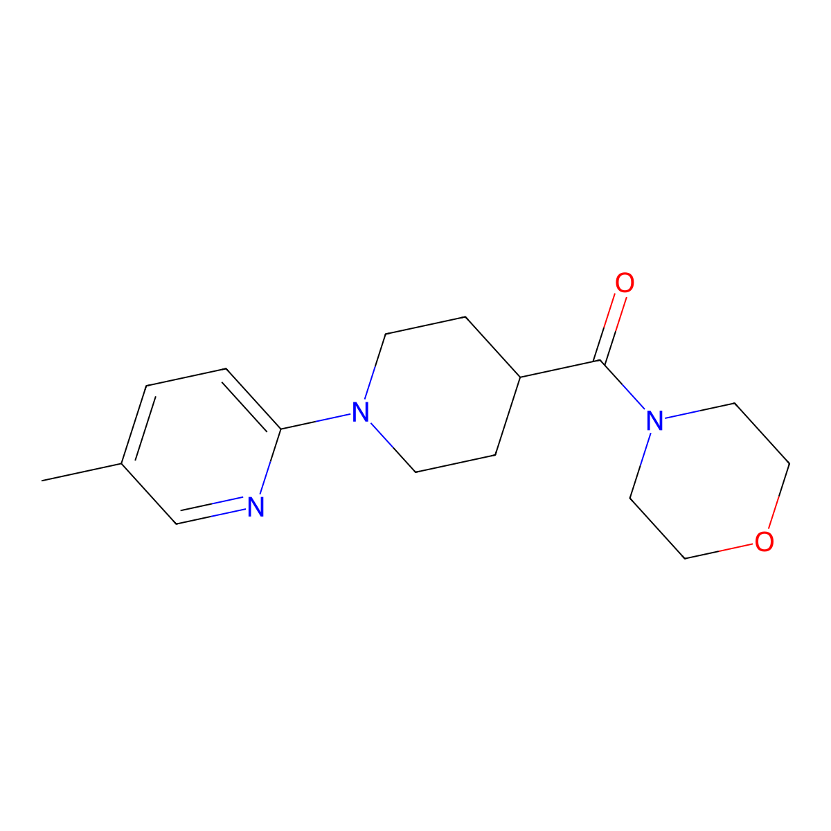 4-[1-(5-Methylpyridin-2-yl)piperidine-4-carbonyl]morpholine molecular structure, CAS 3054408-77-1