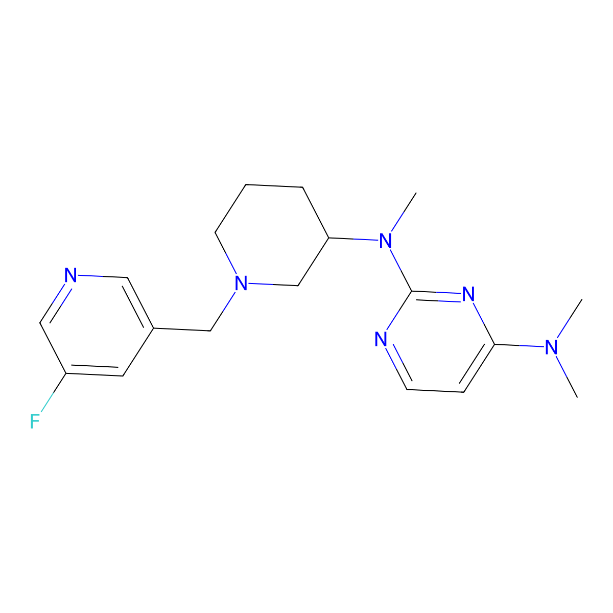 N2-{1-[(5-fluoropyridin-3-yl)methyl]piperidin-3-yl}-N2,N4,N4-trimethylpyrimidine-2,4-diamine molecular structure, CAS 3054408-78-2