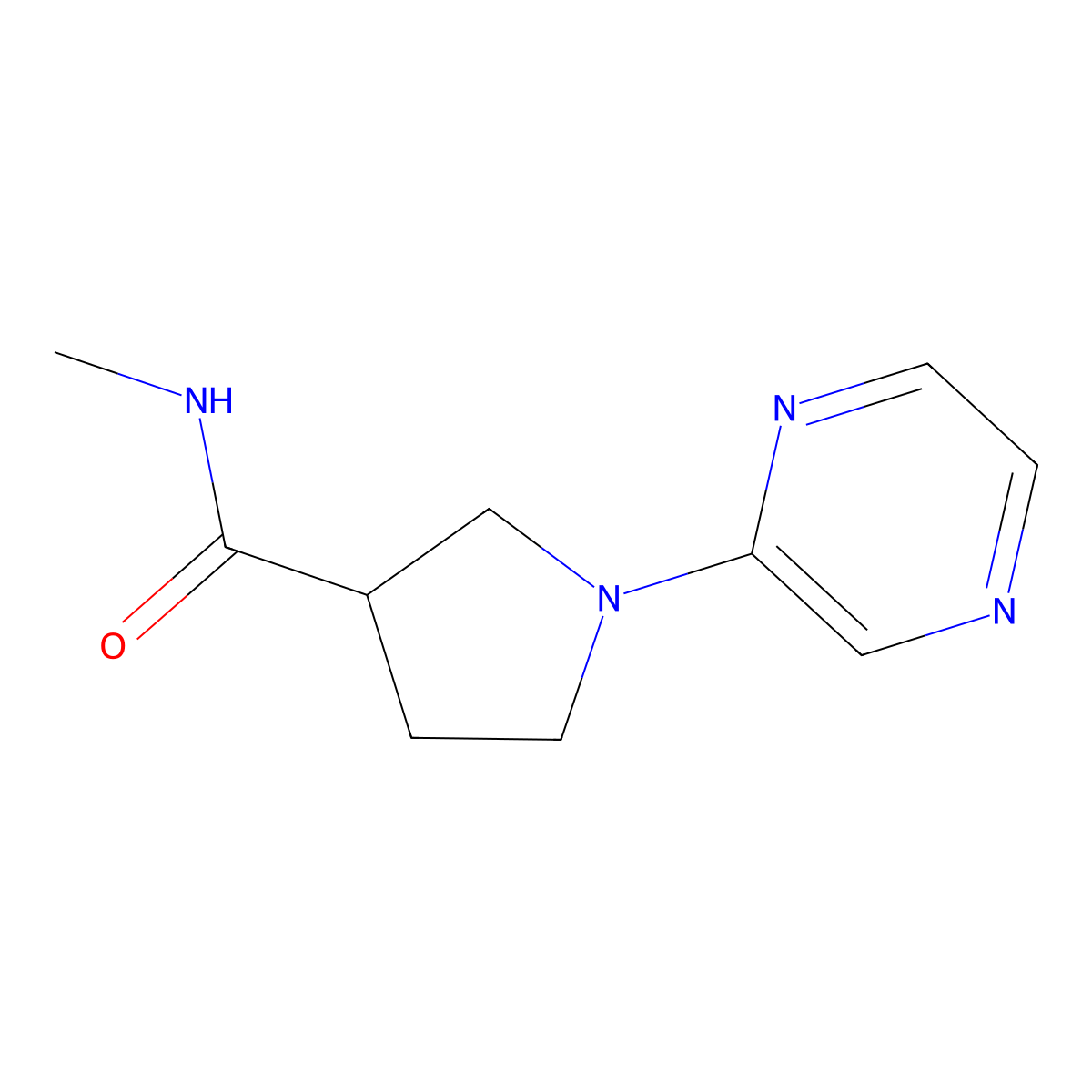 N-methyl-1-(pyrazin-2-yl)pyrrolidine-3-carboxamide molecular structure, CAS 3054408-79-3