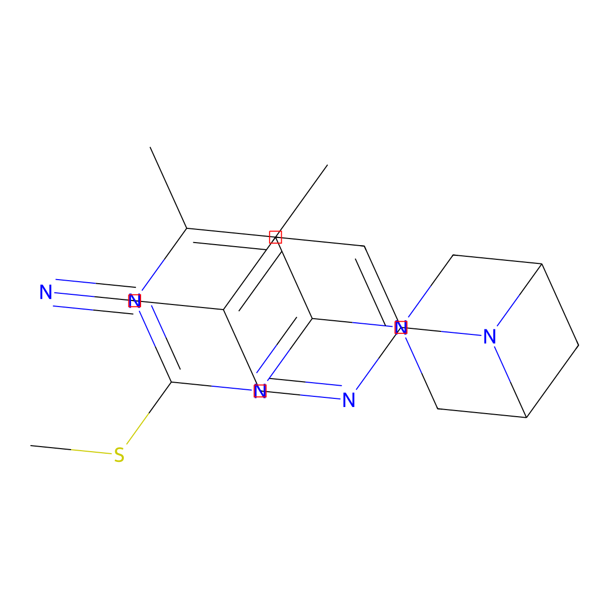 6-{3-[5,6-Dimethyl-2-(methylsulfanyl)pyrimidin-4-yl]-3,6-diazabicyclo[3.1.1]heptan-6-yl}pyridine-3-carbonitrile molecular structure, CAS 3054408-83-9