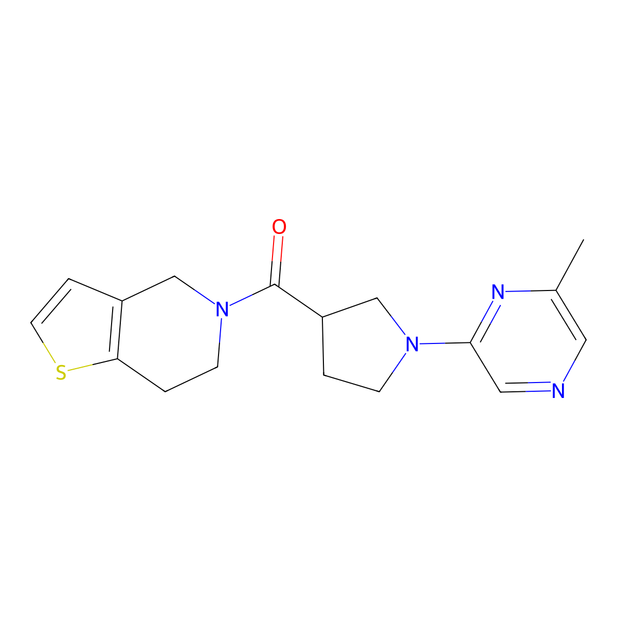 2-methyl-6-(3-{4H,5H,6H,7H-thieno[3,2-c]pyridine-5-carbonyl}pyrrolidin-1-yl)pyrazine molecular structure, CAS 3054408-87-3