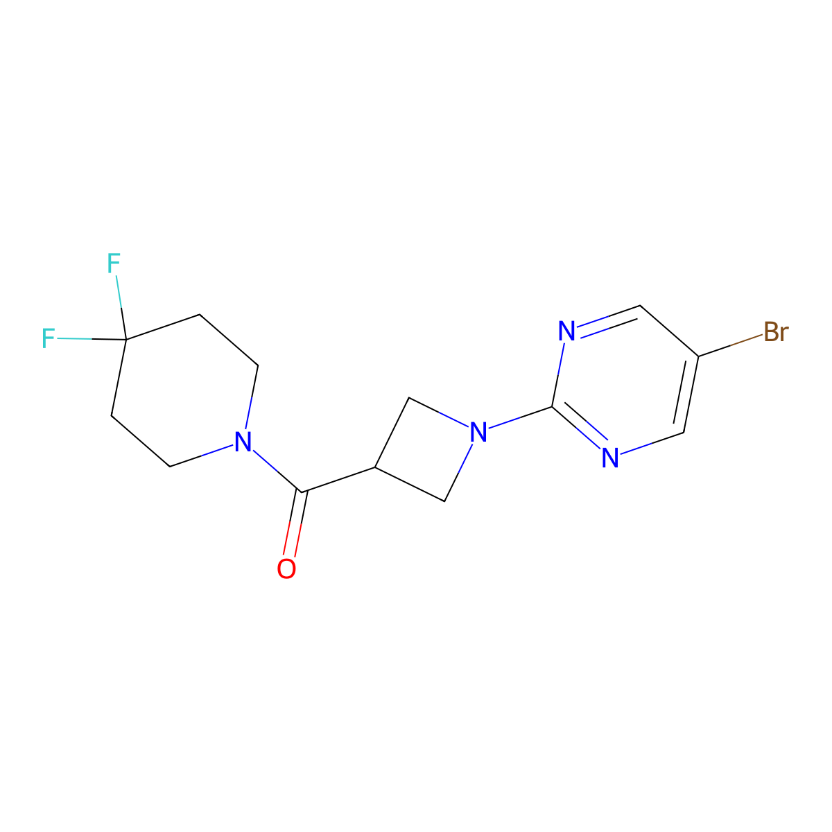 5-Bromo-2-[3-(4,4-difluoropiperidine-1-carbonyl)azetidin-1-yl]pyrimidine molecular structure, CAS 3054408-88-4