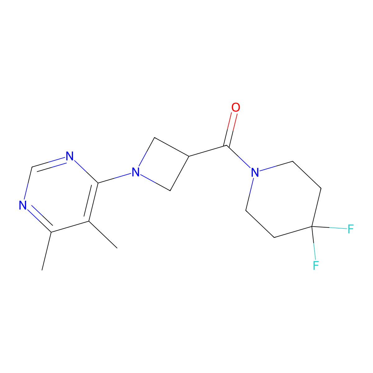 4-[3-(4,4-Difluoropiperidine-1-carbonyl)azetidin-1-yl]-5,6-dimethylpyrimidine molecular structure, CAS 3054408-92-0