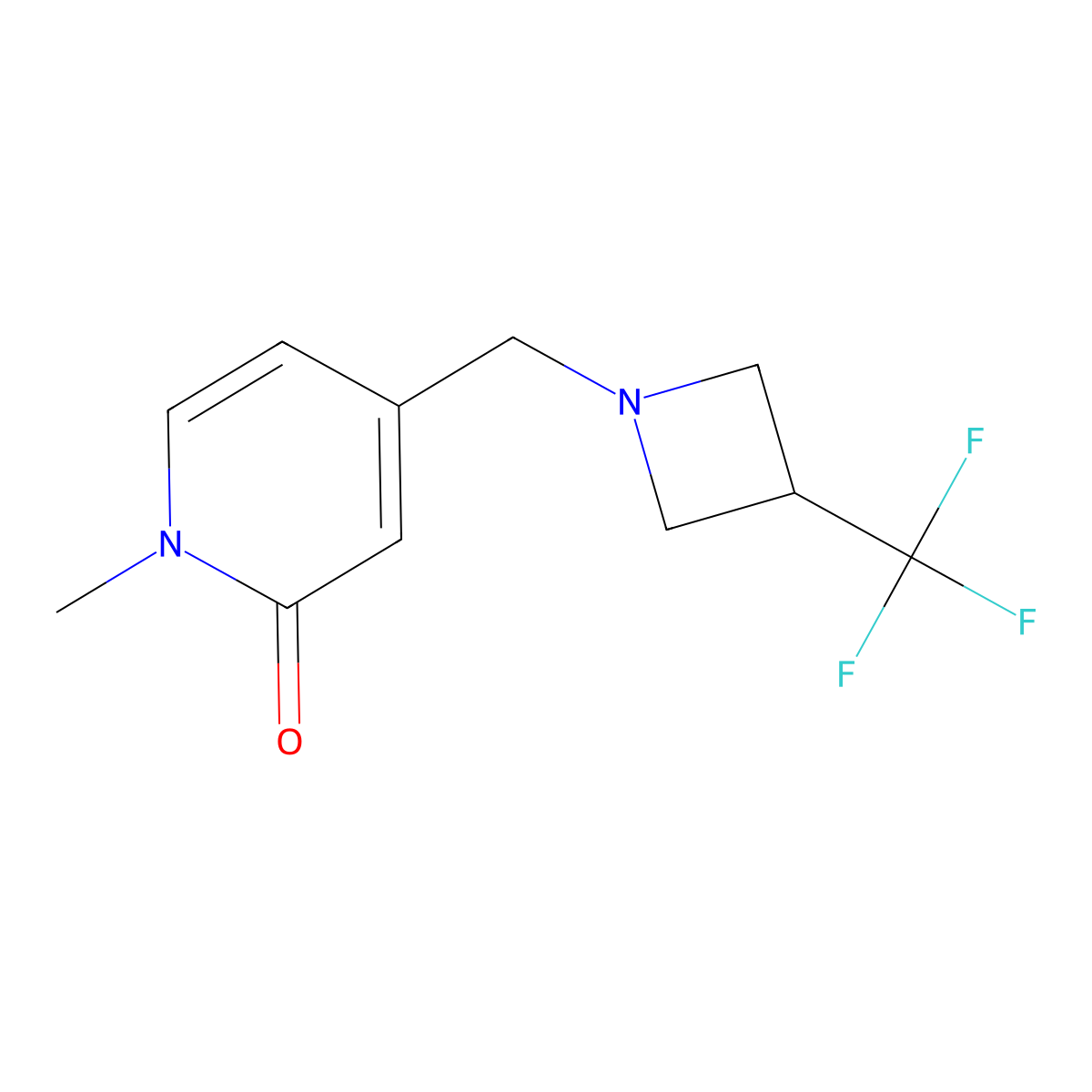 1-Methyl-4-{[3-(trifluoromethyl)azetidin-1-yl]methyl}-1,2-dihydropyridin-2-one molecular structure, CAS 3054408-98-6
