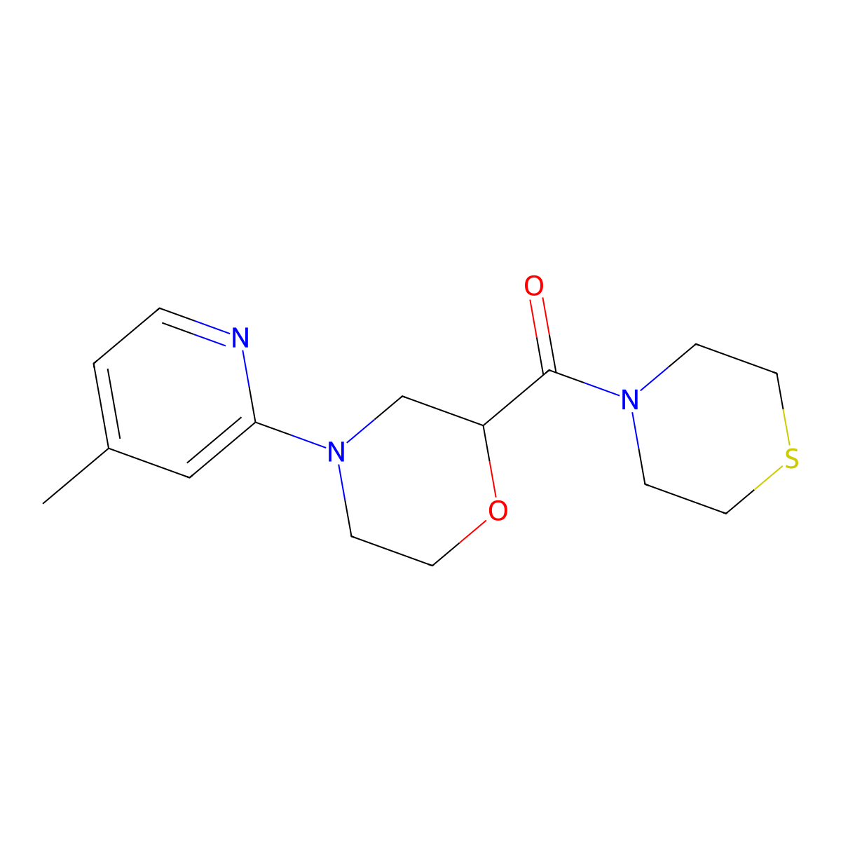 4-(4-Methylpyridin-2-yl)-2-(thiomorpholine-4-carbonyl)morpholine molecular structure, CAS 3054409-01-4