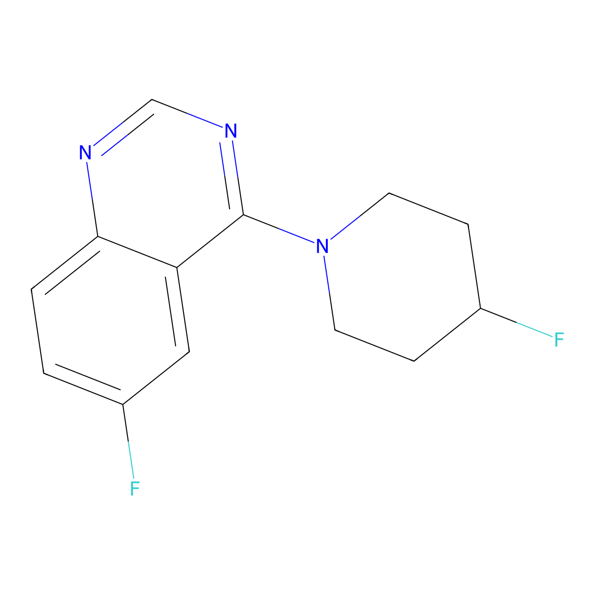 6-Fluoro-4-(4-fluoropiperidin-1-yl)quinazoline molecular structure, CAS 3054409-10-5