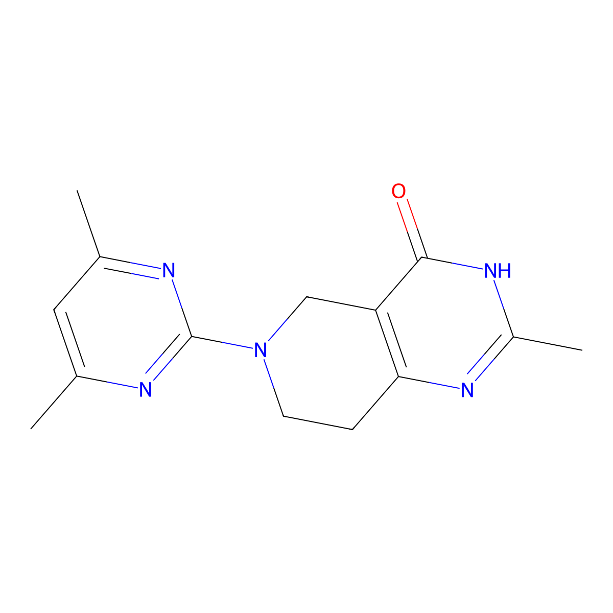 6-(4,6-dimethylpyrimidin-2-yl)-2-methyl-3H,4H,5H,6H,7H,8H-pyrido[4,3-d]pyrimidin-4-one molecular structure, CAS 3054409-13-8
