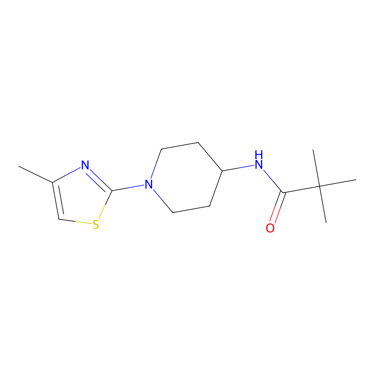 2,2-dimethyl-N-[1-(4-methyl-1,3-thiazol-2-yl)piperidin-4-yl]propanamide molecular structure, CAS 3054409-14-9