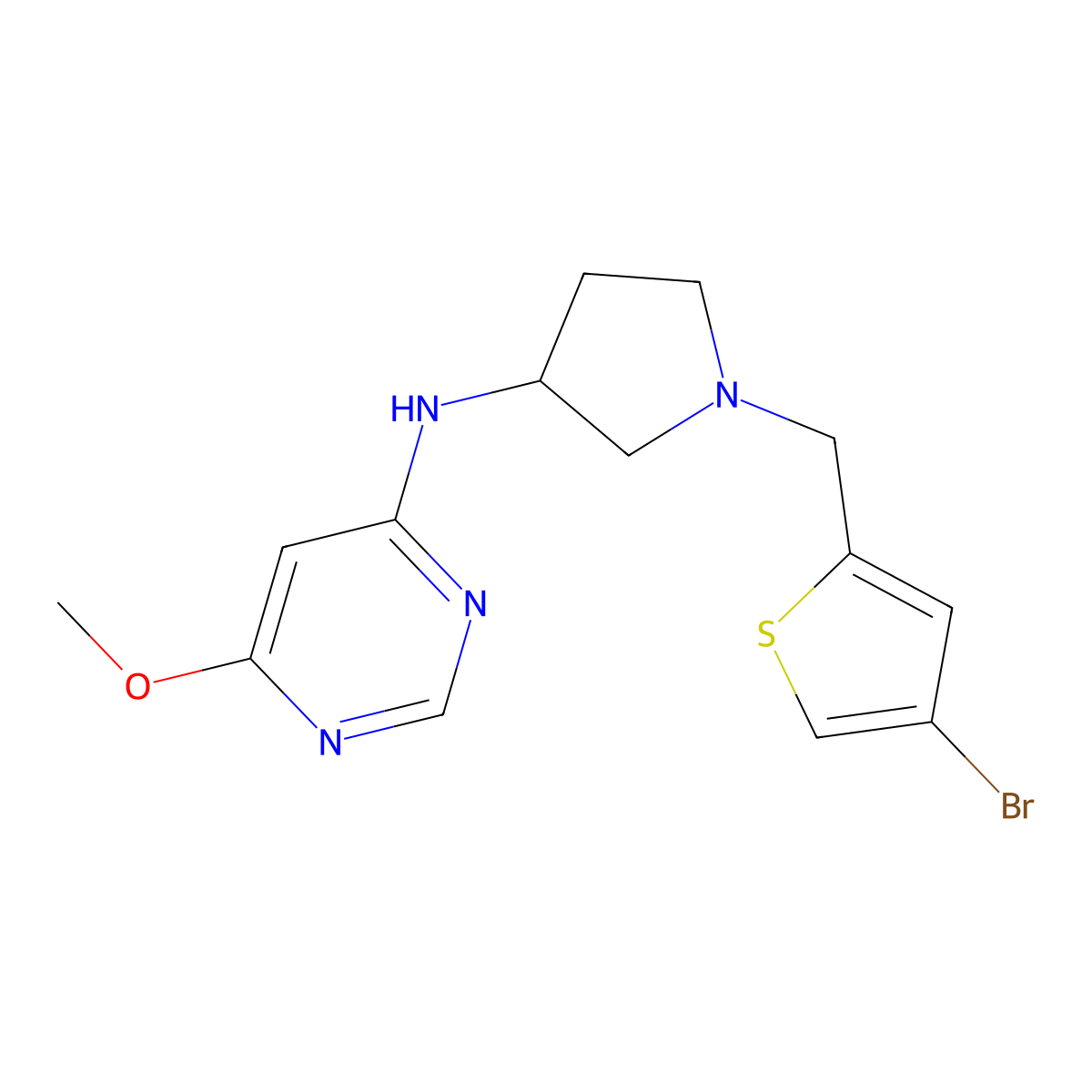 N-{1-[(4-bromothiophen-2-yl)methyl]pyrrolidin-3-yl}-6-methoxypyrimidin-4-amine molecular structure, CAS 3054409-15-0