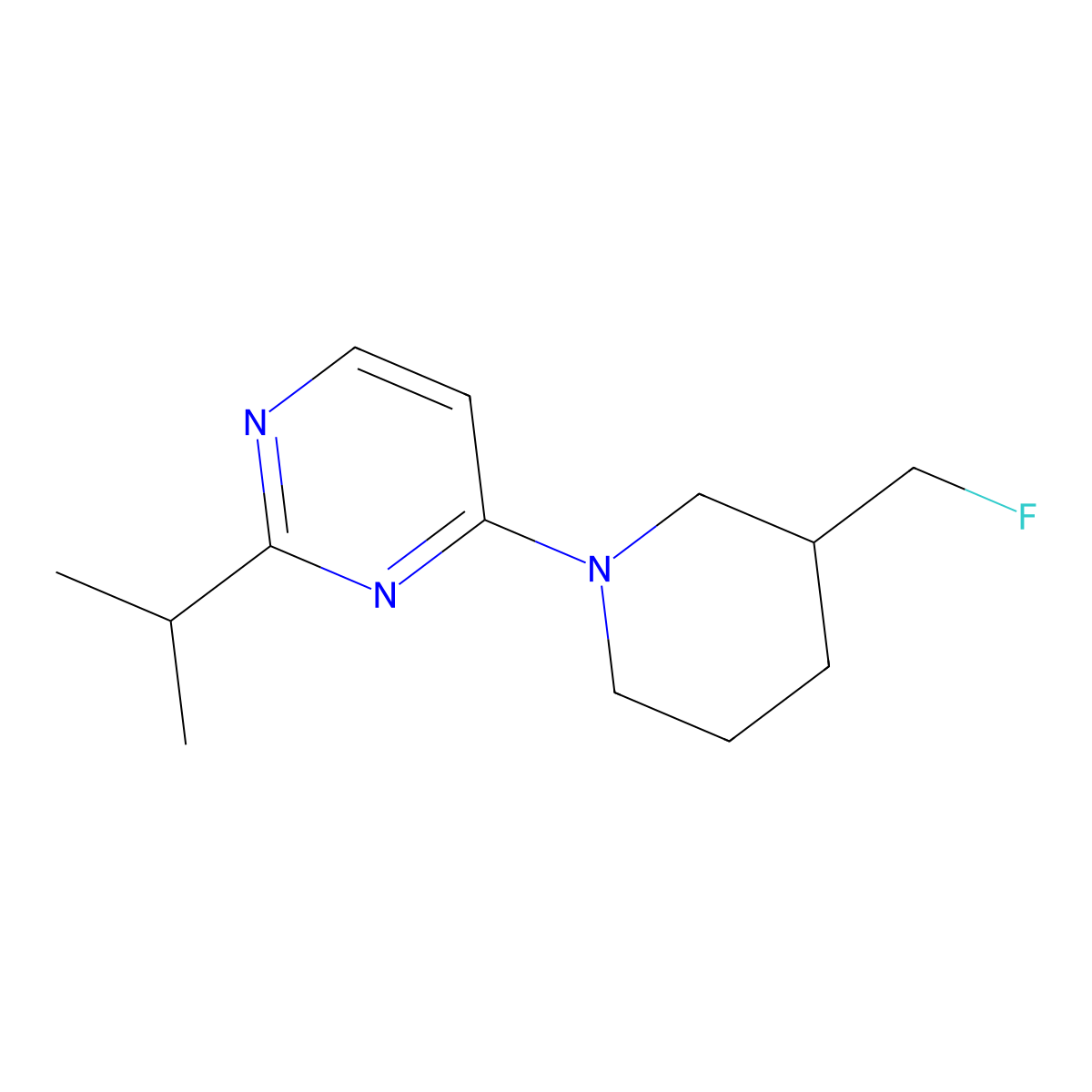 4-[3-(Fluoromethyl)piperidin-1-yl]-2-(propan-2-yl)pyrimidine molecular structure, CAS 3054409-19-4