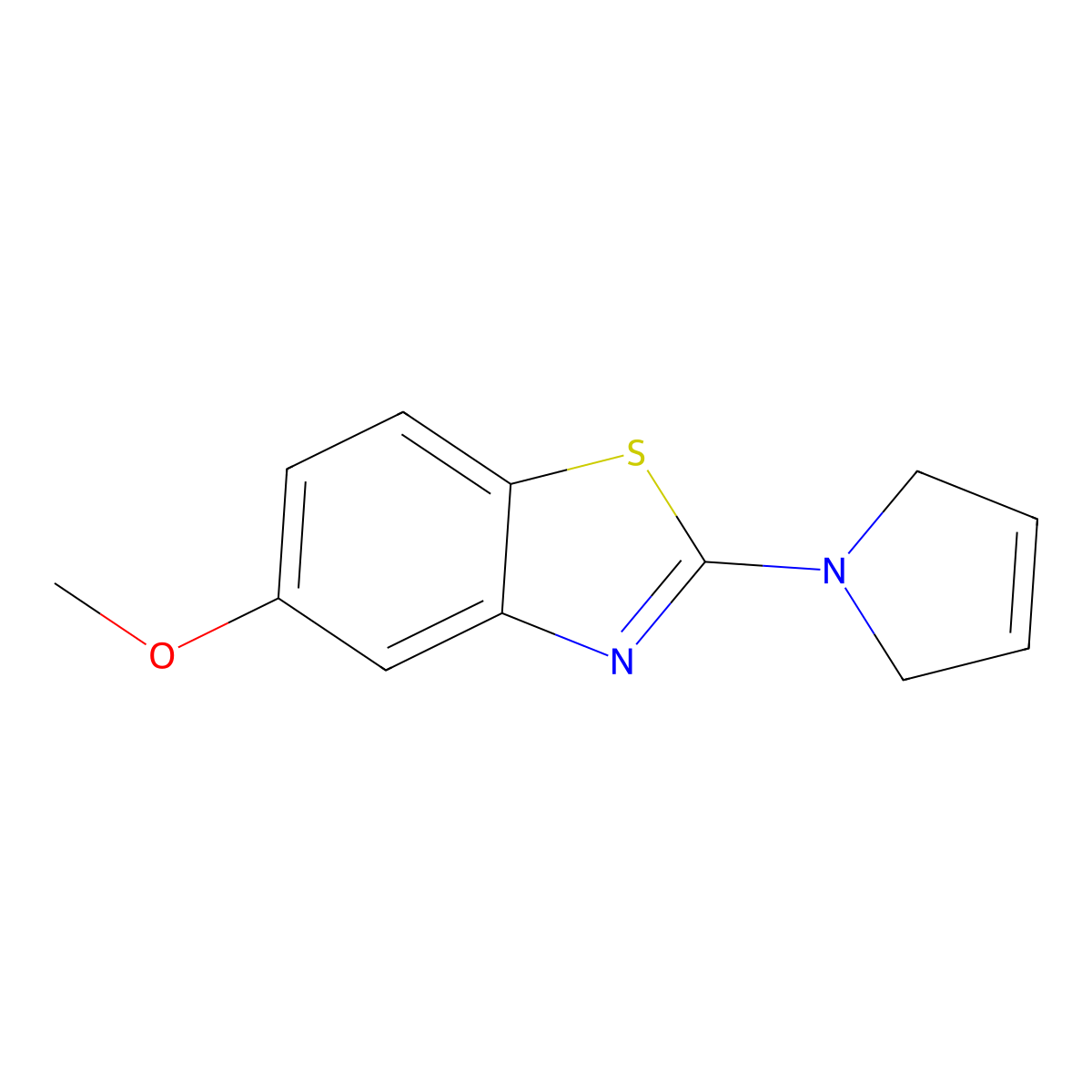 2-(2,5-dihydro-1H-pyrrol-1-yl)-5-methoxy-1,3-benzothiazole molecular structure, CAS 3054409-20-7