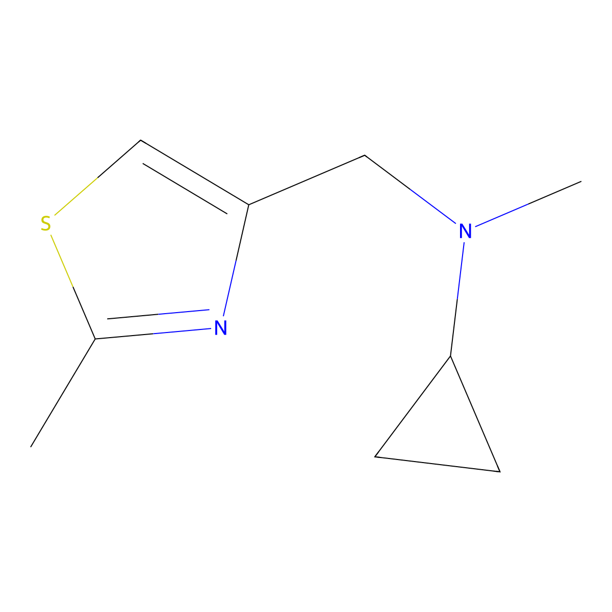 N-methyl-N-[(2-methyl-1,3-thiazol-4-yl)methyl]cyclopropanamine molecular structure, CAS 3054409-21-8