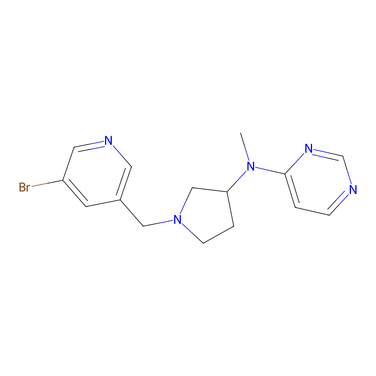 N-{1-[(5-bromopyridin-3-yl)methyl]pyrrolidin-3-yl}-N-methylpyrimidin-4-amine molecular structure, CAS 3054409-23-0