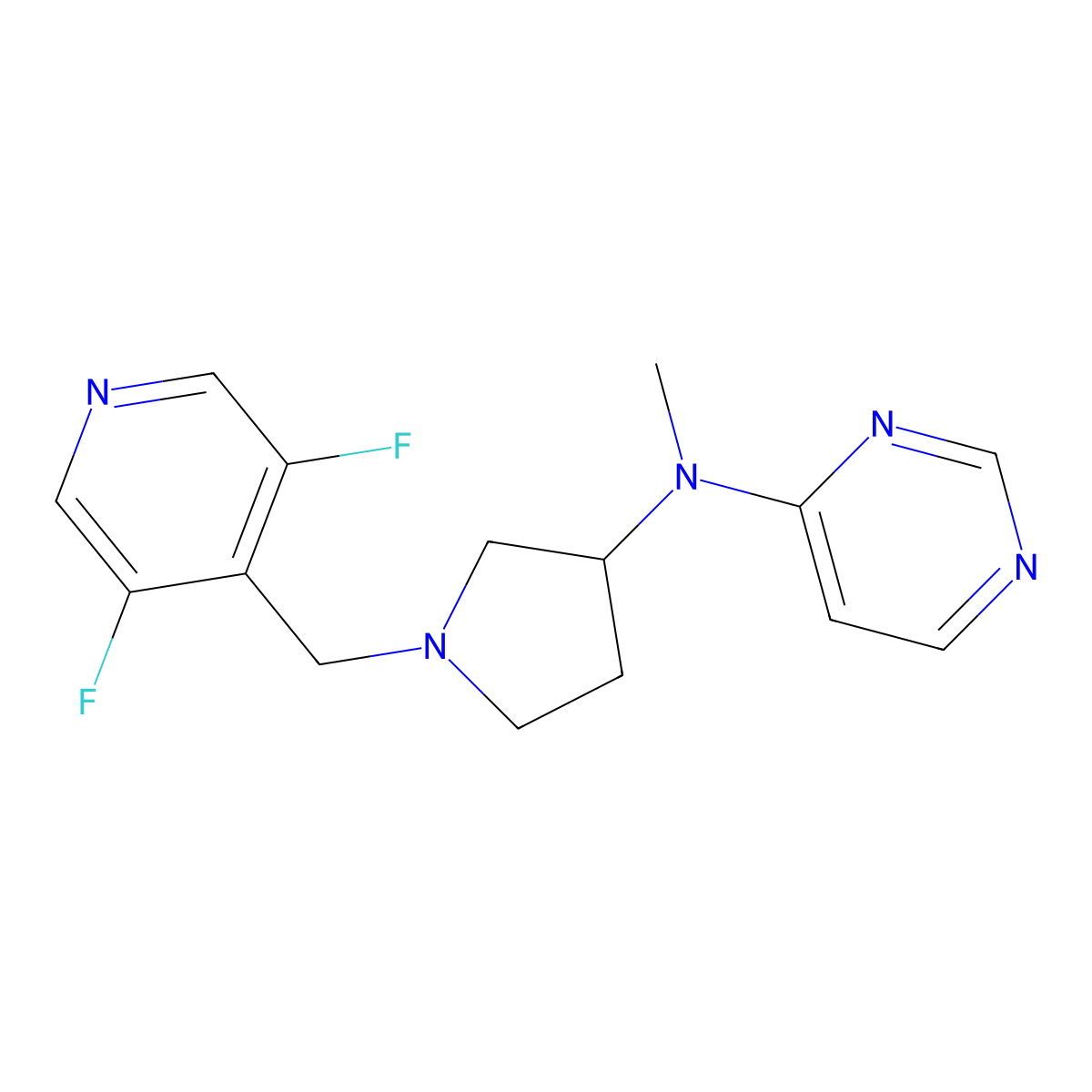 N-{1-[(3,5-difluoropyridin-4-yl)methyl]pyrrolidin-3-yl}-N-methylpyrimidin-4-amine molecular structure, CAS 3054409-29-6